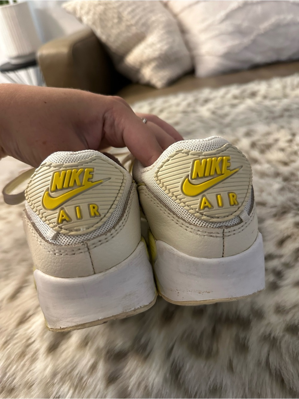 Nike White and Lemon Yellow Air Max Sneakers - Picture 5 of 6